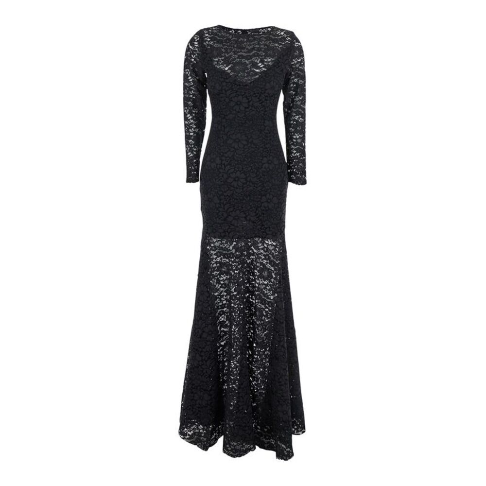 Plain Women Long Sleeves Lace Maxi Dress